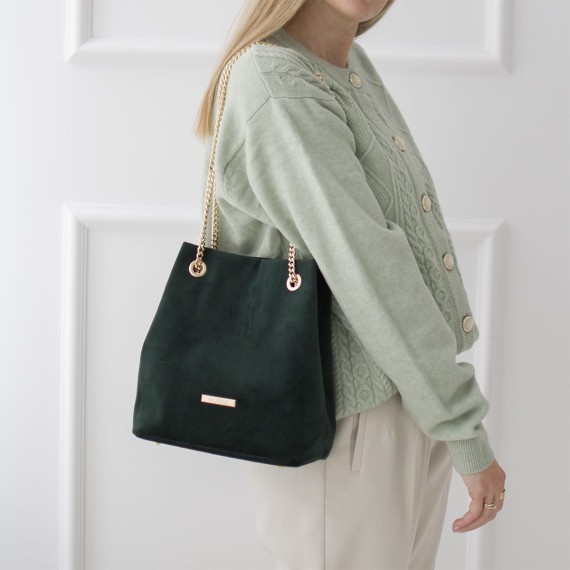 Little velvet chain bag, green [No. 1 - Bottle Green Mini]