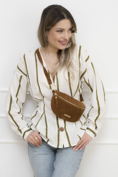 Mała zamszowa nerka, brązowa [Sofia] 