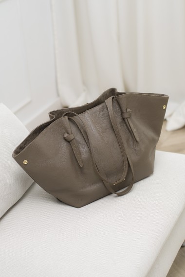 Skórzana torebka shopper, szaro beżowa [Palermo XL Taupe]