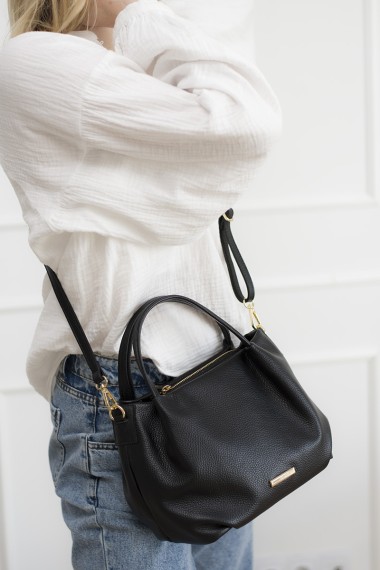 Skórzana torebka, czarna [Capri - Black]