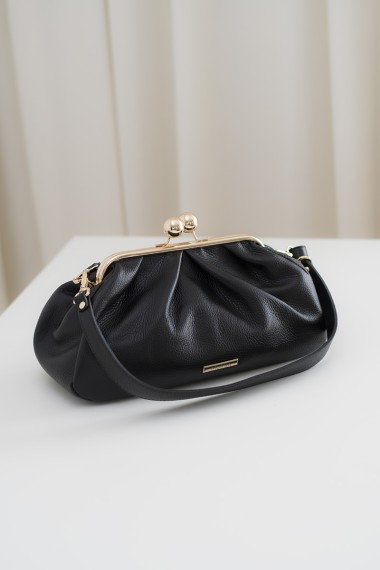 Skórzana torebka w stylu retro, czarna [Verona Black]