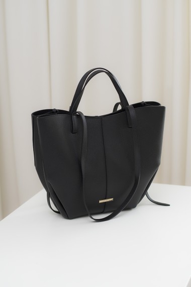 Skórzana torebka shopper, czarna [Prato Maxi Black]