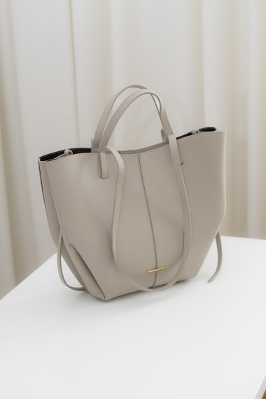 Skórzana torebka shopper, jasny beż [Prato Maxi Cream]