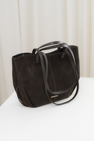 Zamszowa torebka shopper, czekoladowa [Prato Maxi Chocolate]
