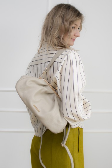 Skórzana torebka w stylu retro, beż [Verona Beige]
