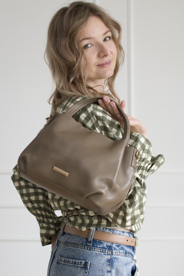 Skórzana torebka, taupe [Capri - Taupe]