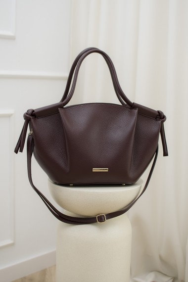 Skórzana duża torebka shopper, burgund [Monza Burgund]